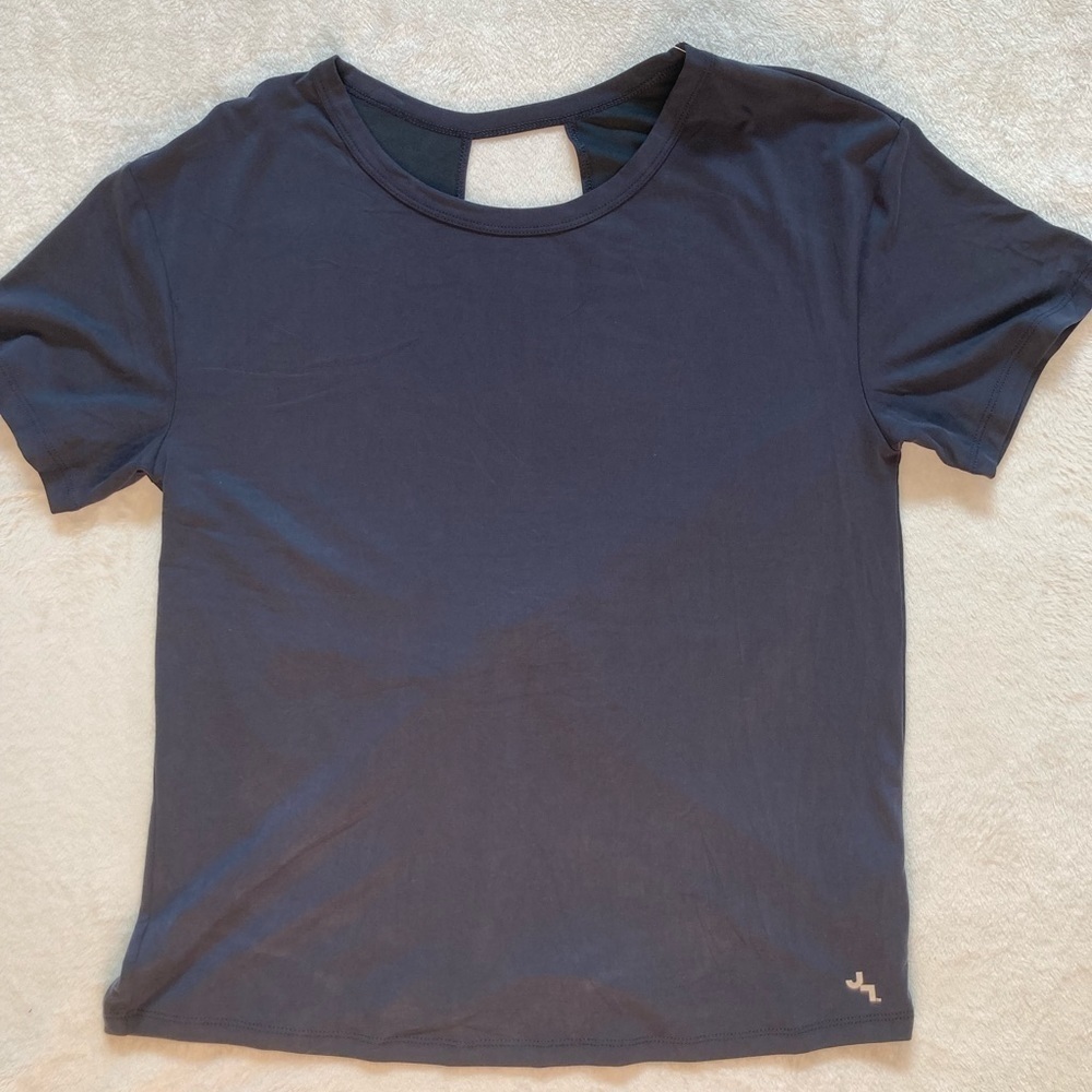 NWT Joy lab open back twist lightweight navy blue workout blouse size xs